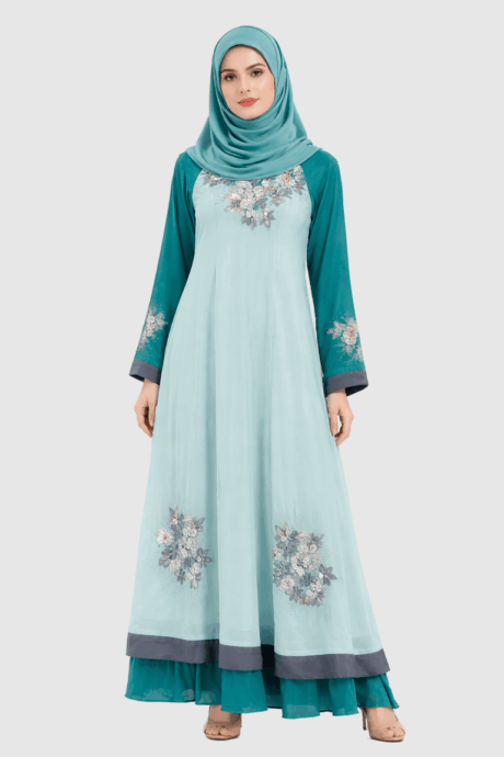 Turquoise Abaya With Hijab
