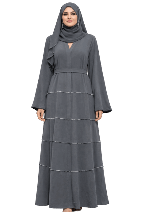 Classy Grey Color Abaya with Belt