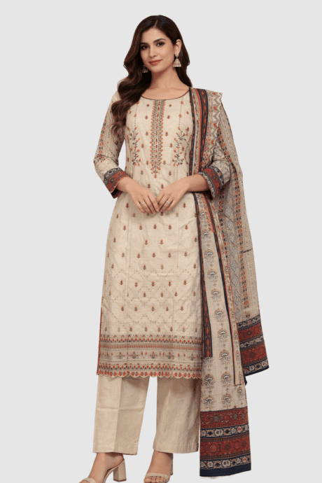 Beige Ethnic Printed Kurta Set