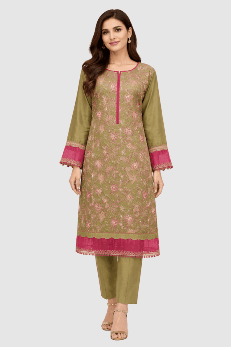 Olive Green With Pink Accents