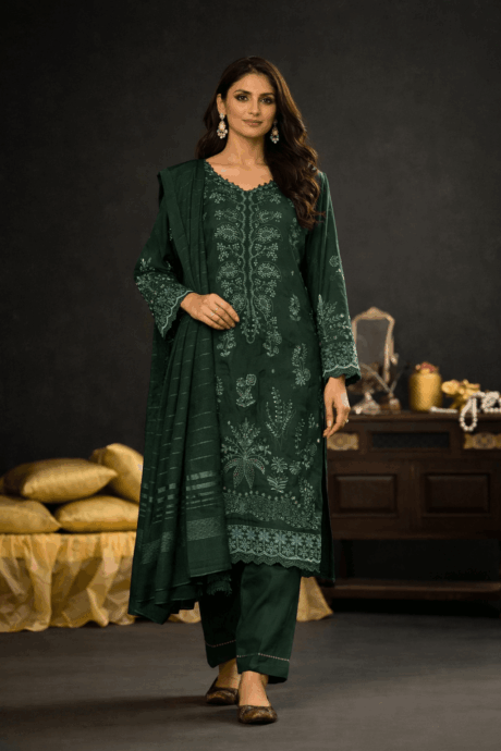 Emerald Green Embroidered Kurta Set
