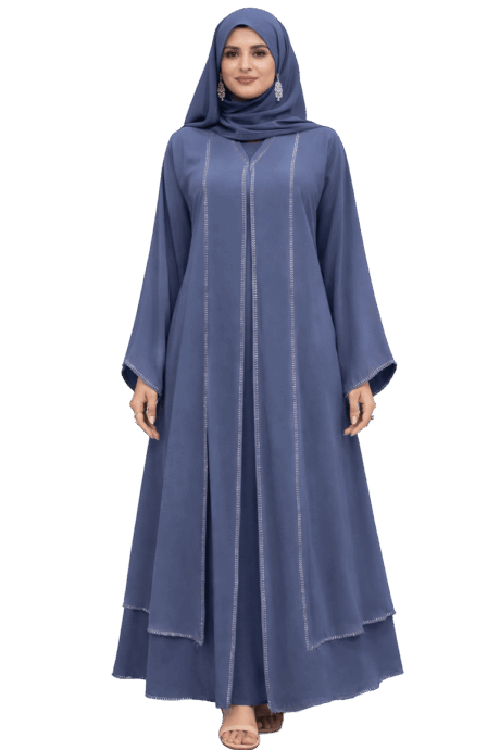 Slate Blue Abaya With Hijab