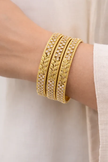 Gold Bangles With Cubic Zirconia