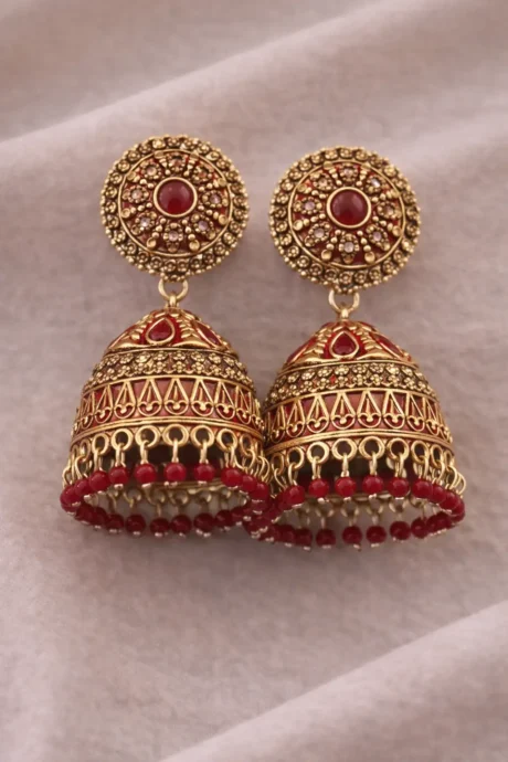 Classic Oxidized Silver Temple Jhumka Earrings