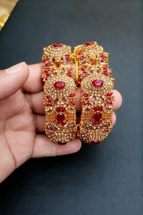 Elegant Gold Bangles With Rubies