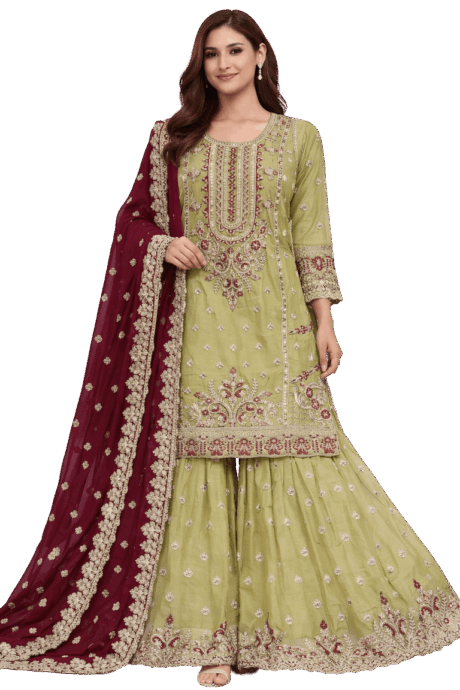 Traditional Pakistani Gharara With Embroidery