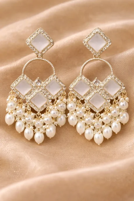 Elegant Chandelier Earrings With Pearls