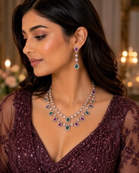 Premium AD Stone Necklace Set